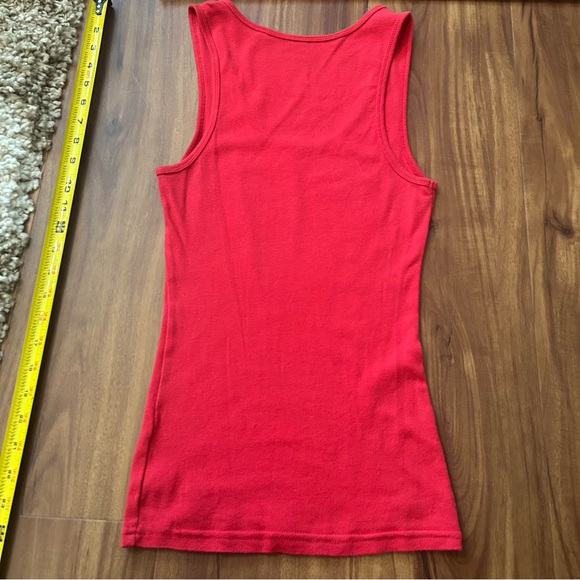 Guess Red shimmer Ribbed Racerback rhinestone Heart Love Tank Top - Picture 5 of 7